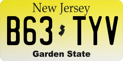 NJ license plate B63TYV