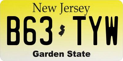 NJ license plate B63TYW