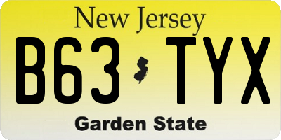 NJ license plate B63TYX