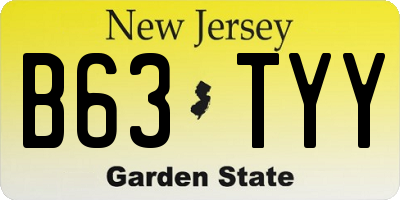 NJ license plate B63TYY