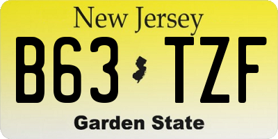 NJ license plate B63TZF