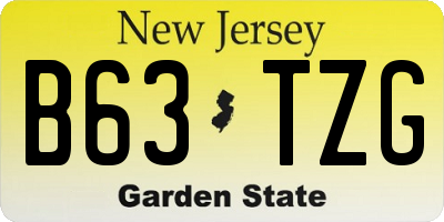 NJ license plate B63TZG