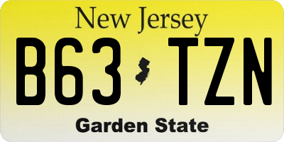 NJ license plate B63TZN