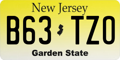 NJ license plate B63TZO