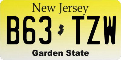 NJ license plate B63TZW