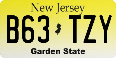 NJ license plate B63TZY