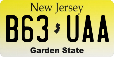 NJ license plate B63UAA