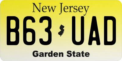 NJ license plate B63UAD