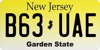 NJ license plate B63UAE