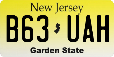 NJ license plate B63UAH