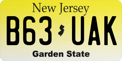 NJ license plate B63UAK
