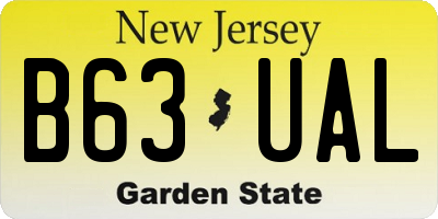 NJ license plate B63UAL