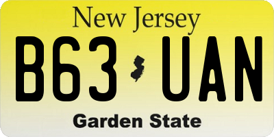 NJ license plate B63UAN