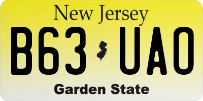 NJ license plate B63UAO