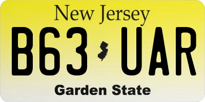 NJ license plate B63UAR