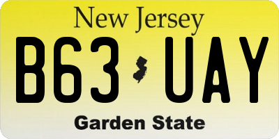 NJ license plate B63UAY