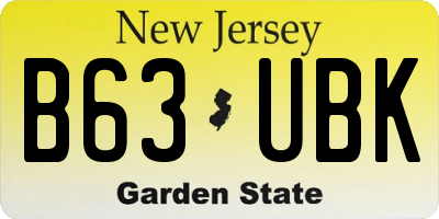 NJ license plate B63UBK