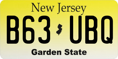 NJ license plate B63UBQ