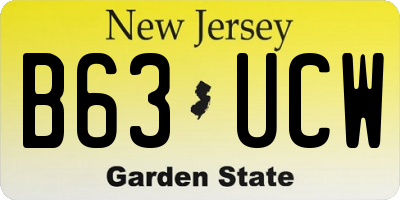 NJ license plate B63UCW