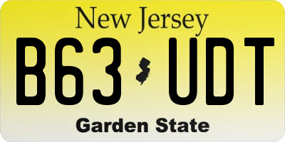 NJ license plate B63UDT