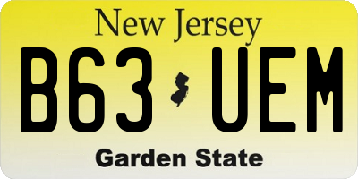 NJ license plate B63UEM