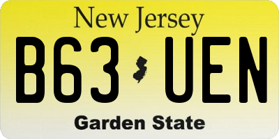 NJ license plate B63UEN