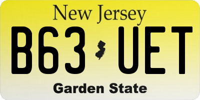 NJ license plate B63UET