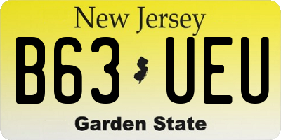 NJ license plate B63UEU