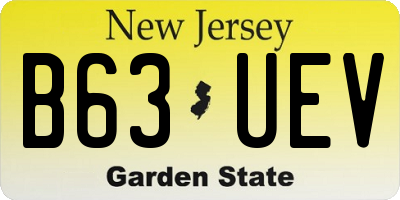 NJ license plate B63UEV
