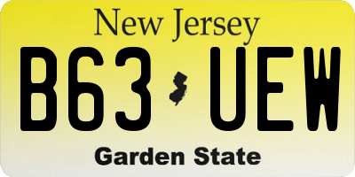NJ license plate B63UEW
