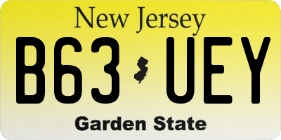 NJ license plate B63UEY