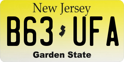 NJ license plate B63UFA