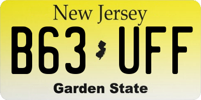 NJ license plate B63UFF