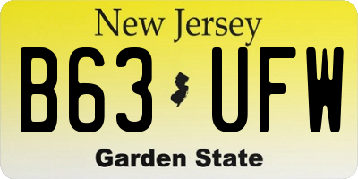 NJ license plate B63UFW