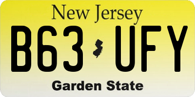 NJ license plate B63UFY