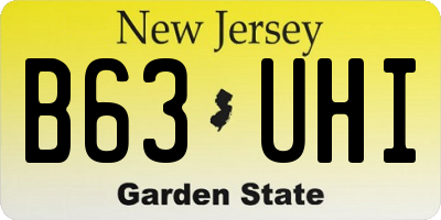 NJ license plate B63UHI