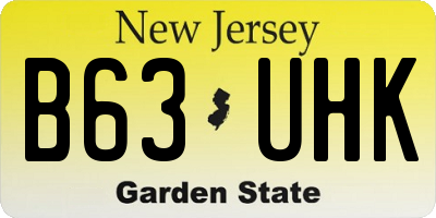 NJ license plate B63UHK