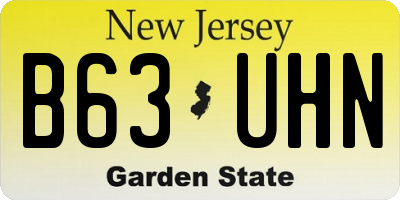 NJ license plate B63UHN