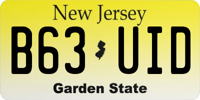 NJ license plate B63UID