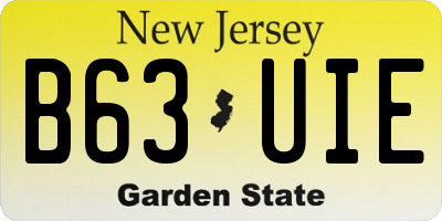 NJ license plate B63UIE
