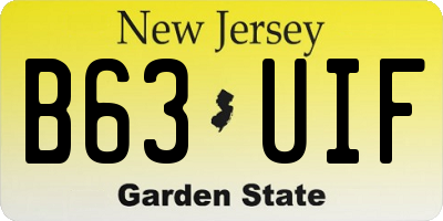 NJ license plate B63UIF