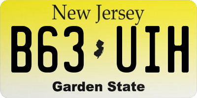 NJ license plate B63UIH
