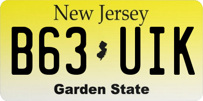 NJ license plate B63UIK