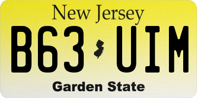 NJ license plate B63UIM