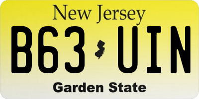 NJ license plate B63UIN