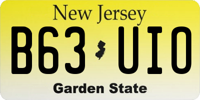 NJ license plate B63UIO