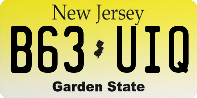 NJ license plate B63UIQ