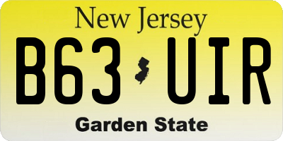 NJ license plate B63UIR