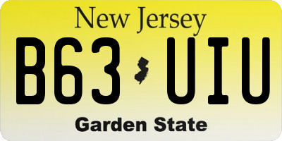 NJ license plate B63UIU