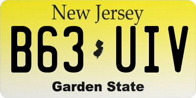 NJ license plate B63UIV